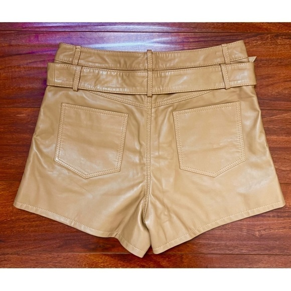 NWT MARISSA WEBB Lamb Leather High Rise Belted Paperbag Waist Boyfriend Shorts 6 - Picture 7 of 11